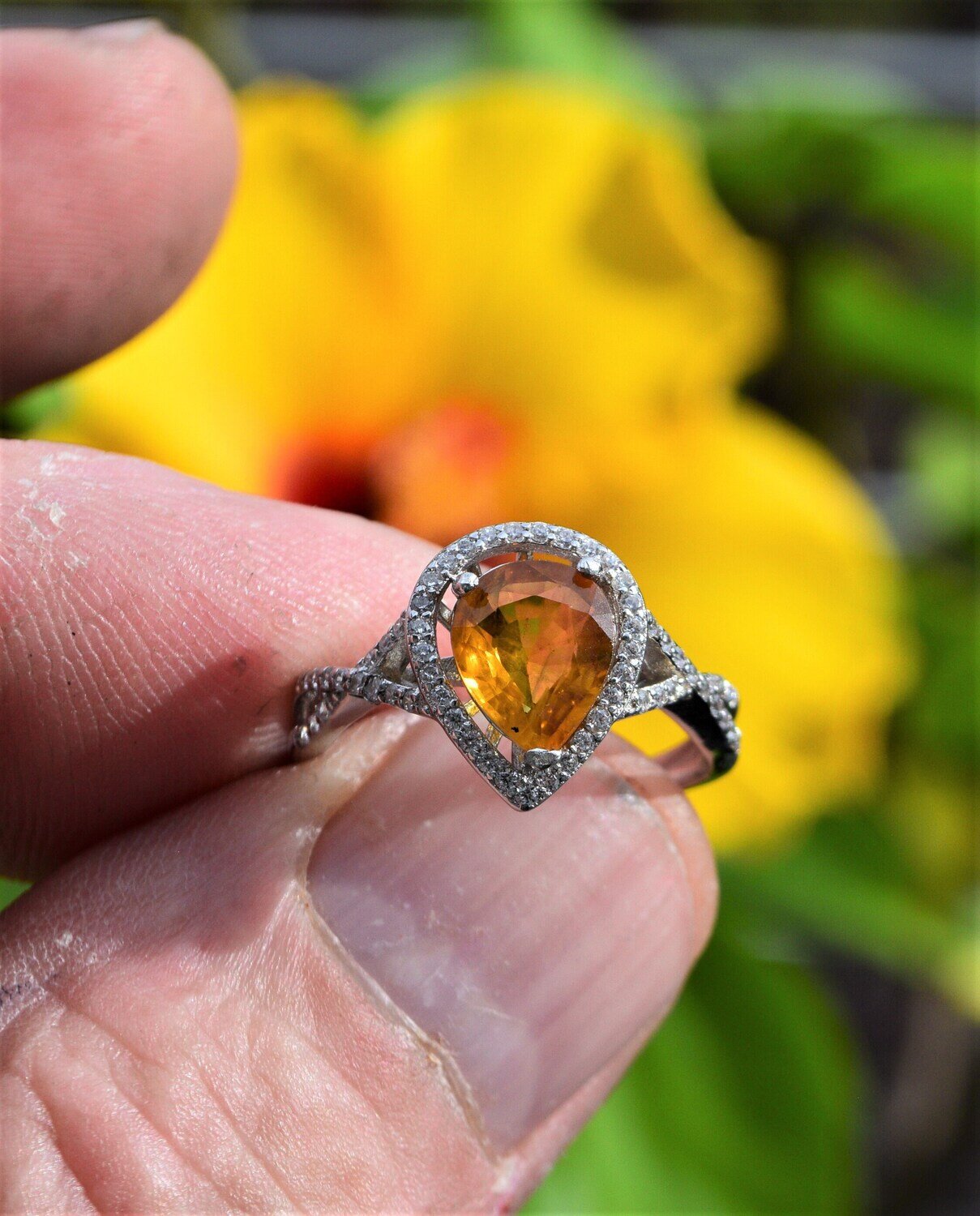 Size 7 Ring.   Earth Mined Yellow Sapphire. September  Birthday. See Video