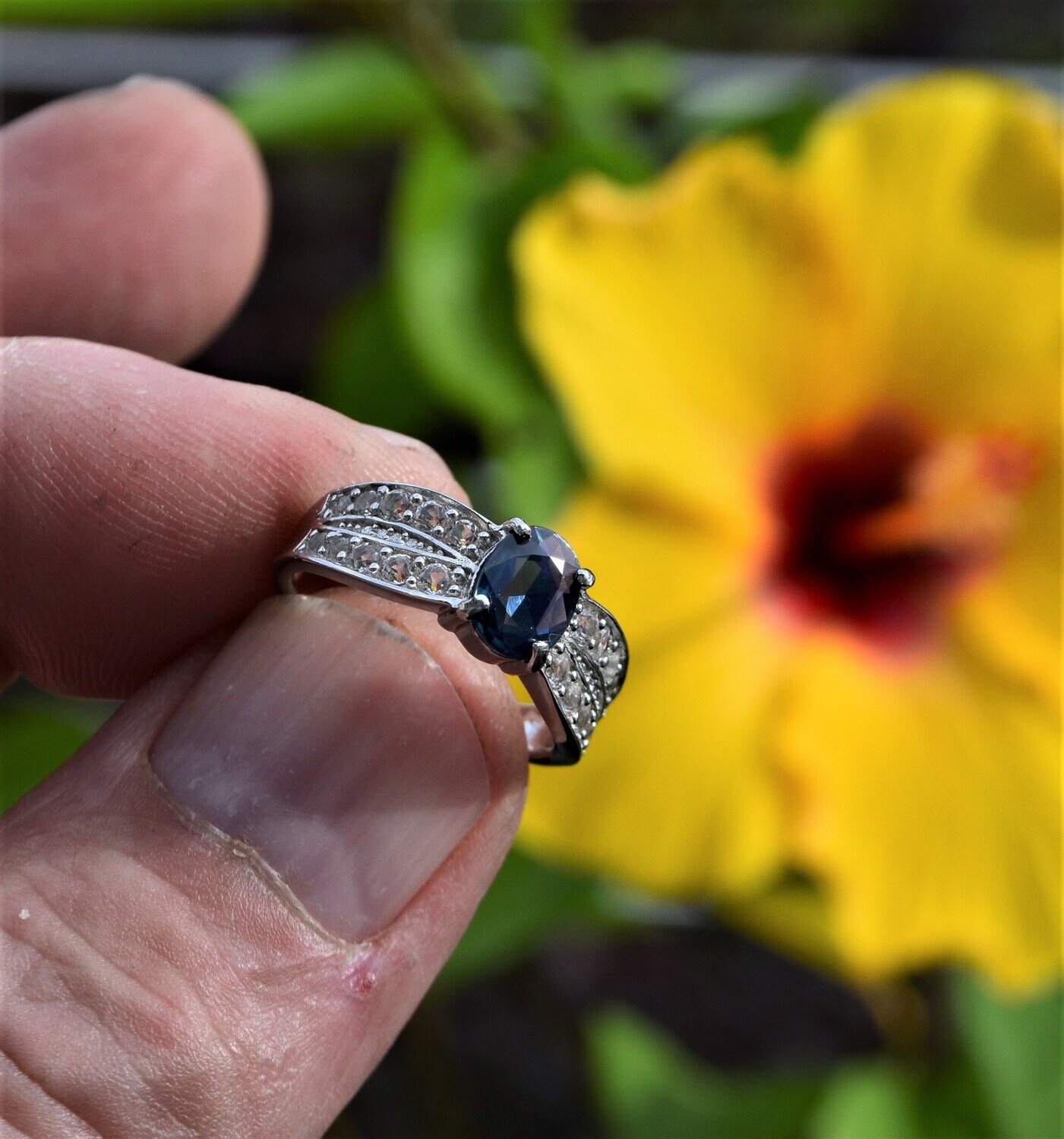 Size 7 Ring. Earth Mined Blue Sapphire . September  Birthday. See Video
