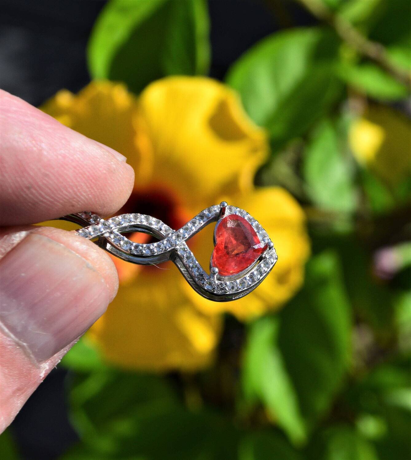 Earth Mined Orange Sapphire Heart  Pendant . September  Birthday. See  Note.