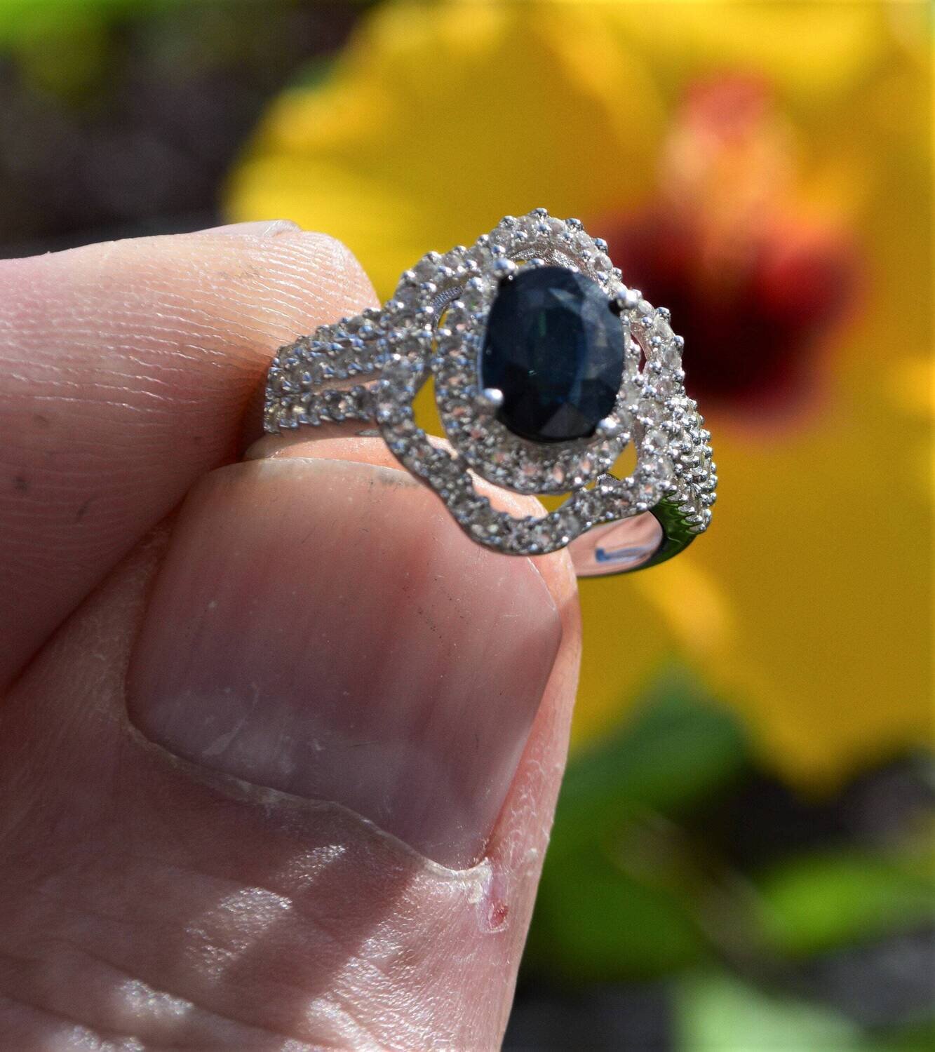Size 7 Ring. Earth Mined  Blue Sapphire set in ring. September  Birthday. See Video
