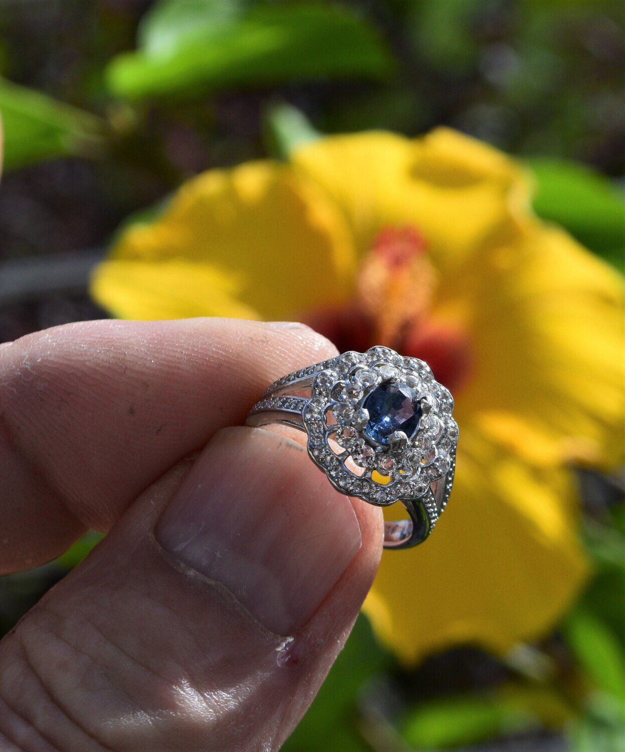 Size 7 Ring.  Earth Mined in Ceylon, Blue Sapphire set in ring.  September  Birthday. See Video
