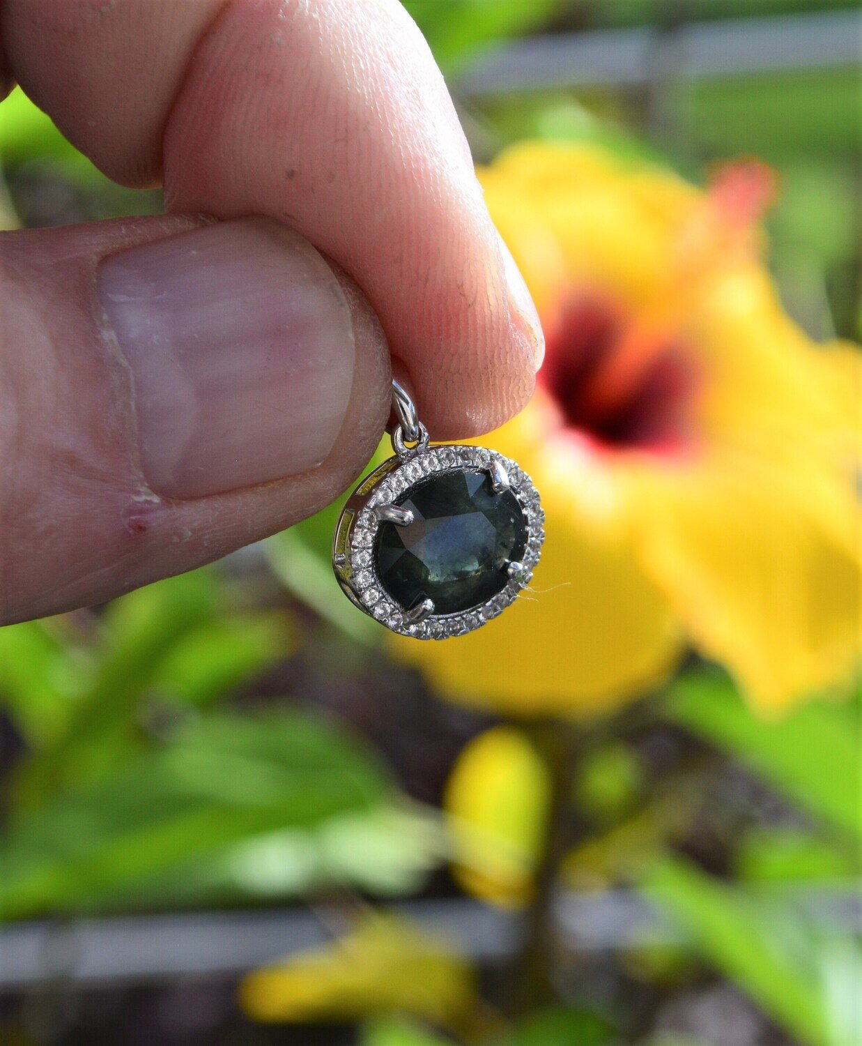 Earth Mined 3.5CT Greenish Blue Sapphire  Pendant . September  Birthday. See Video