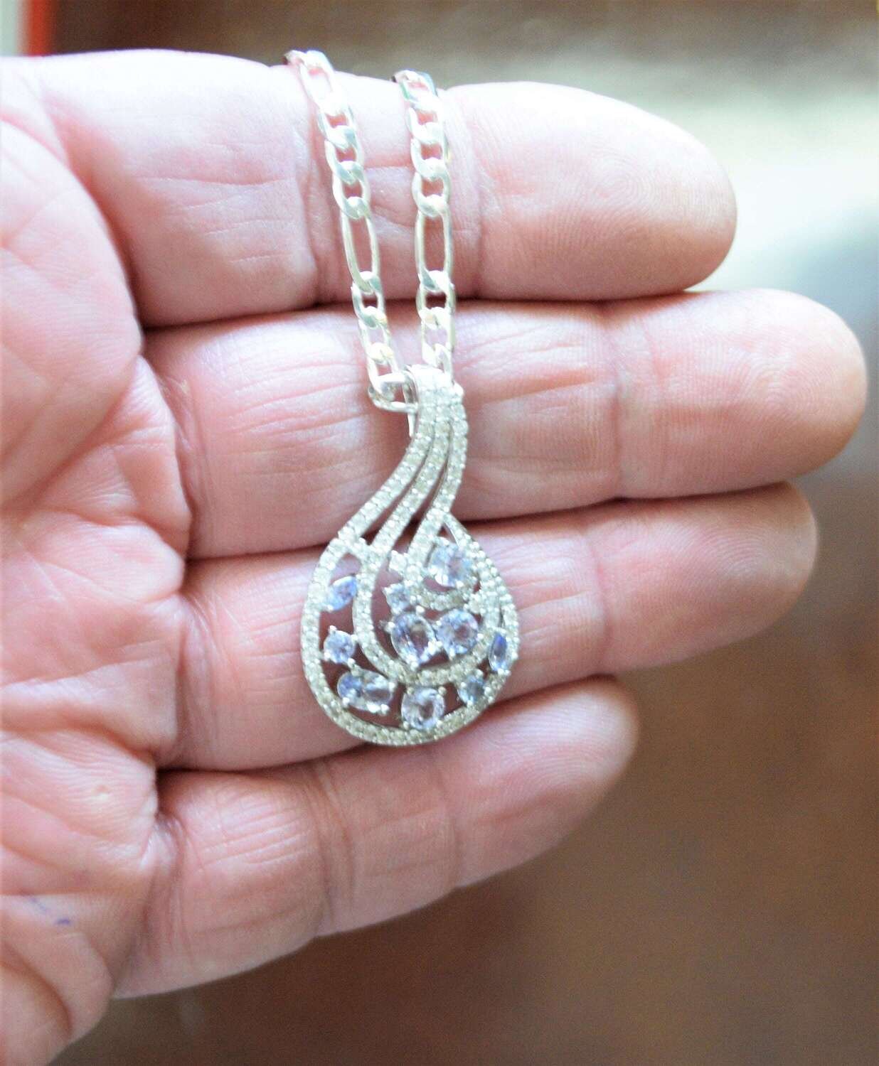 Tanzanite Pendant. 1000 Times Rarer than Diamond!  Earth Mined  .  December Birthday,