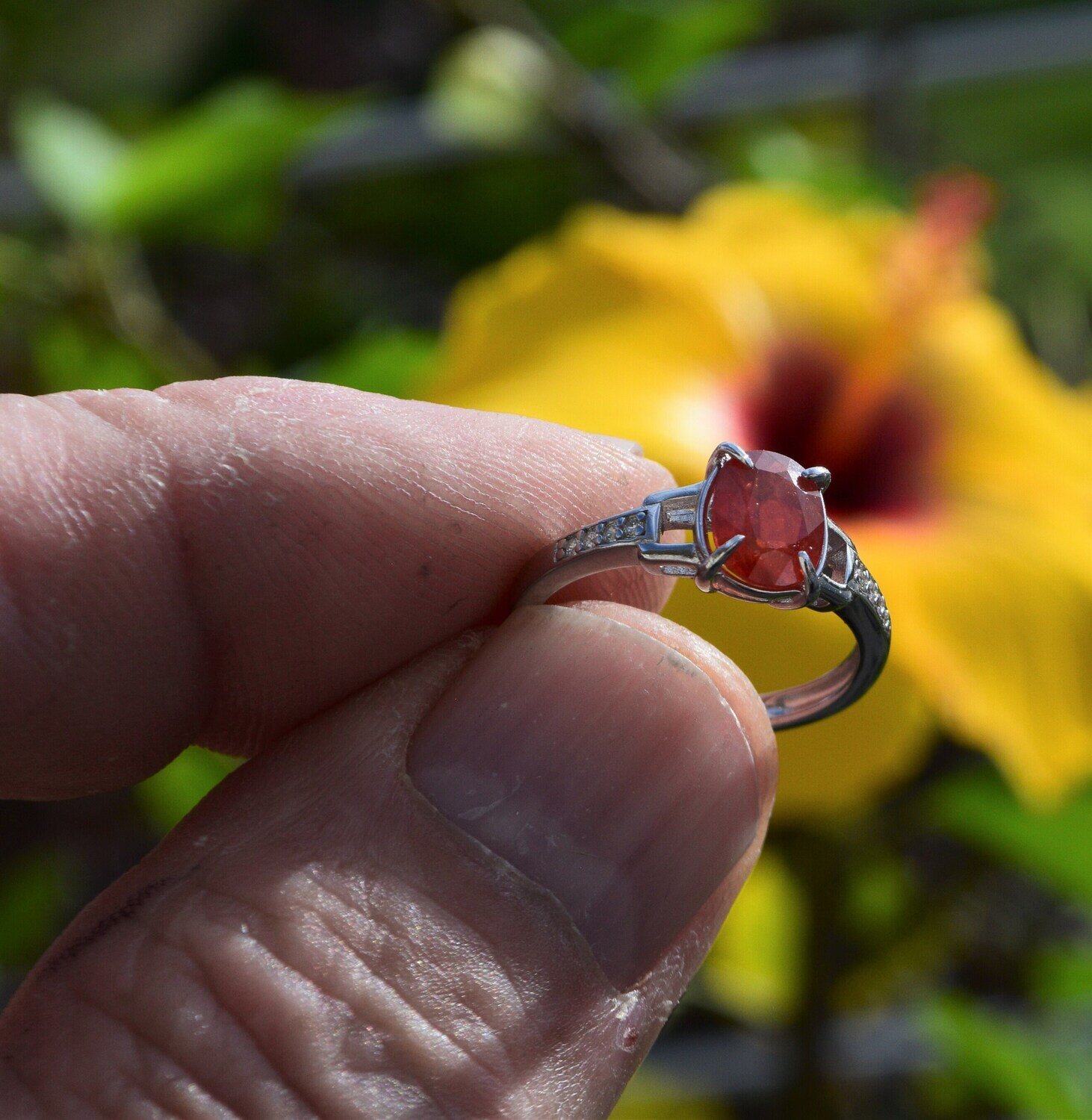 Size 7 Ring.  1.67CWT Earth Mined Orangy Red Sapphire Ring . Sept. Birthday. See Video