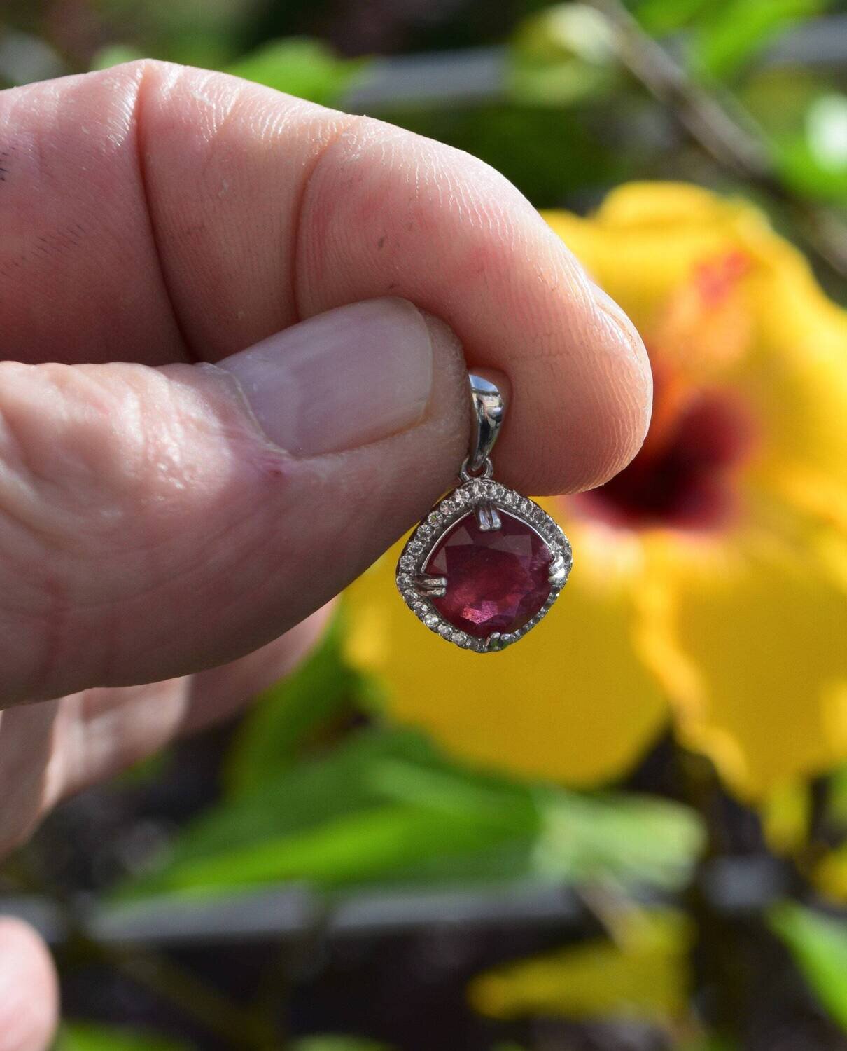 Pendant. Orange Red Sapphire. 3.3 cwt. Natural Earth Mined .  September Birthday. See Video