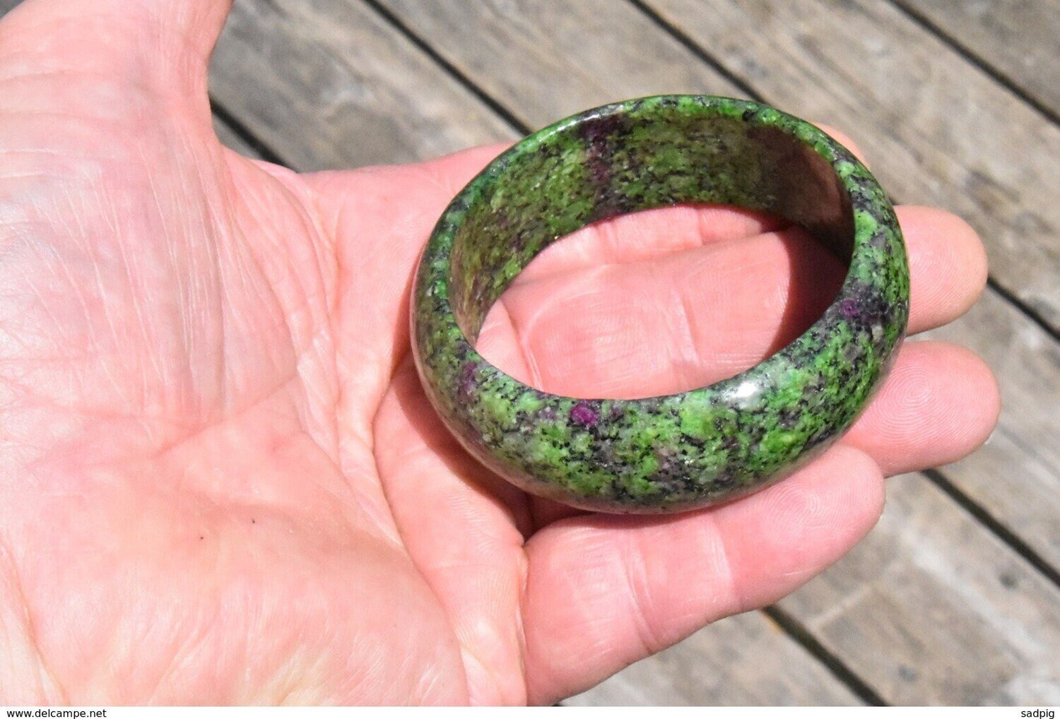 Beautiful Earth Mined Ruby Zoisite Bangle. Ruby is July Birthstone.