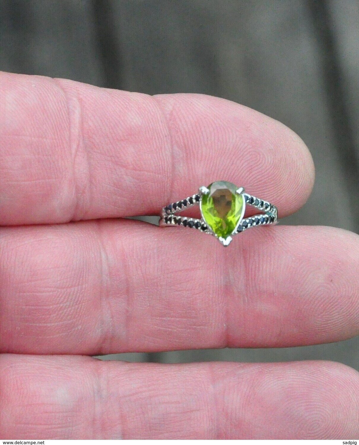Size 7.75 Ring.  1.5 ct. Earth Mined Peridot set in ring,  August Birthday.