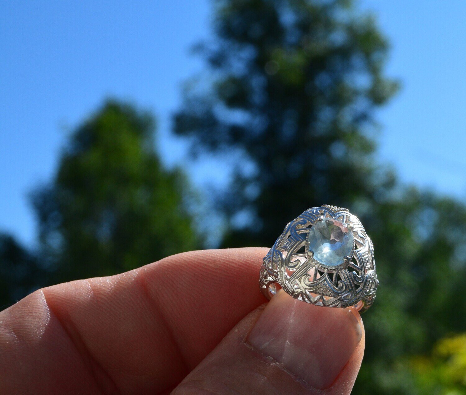 Size 7 Ring . Aquamarine. 1.42cwt. Natural Earth Mined .  March Birthday. See Video
