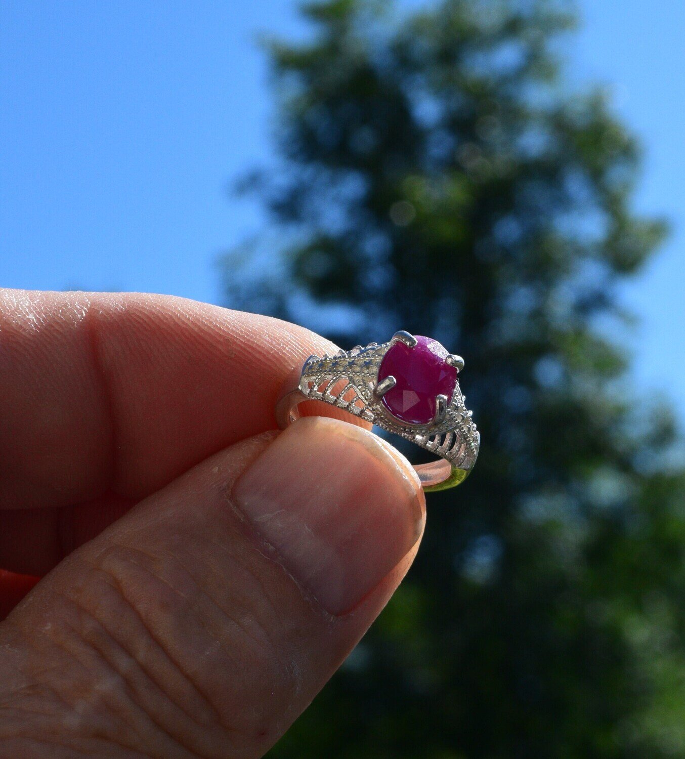 Size 7 Ring. Ruby, 3.23cwt. Natural Earth Mined . July Birthday. No evidence of heating. See Video