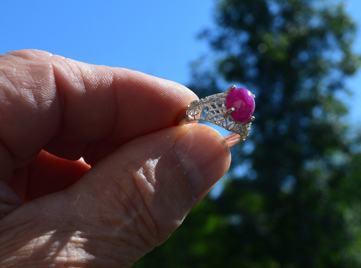 Size 7 Ring. Ruby, 6.03cwt. Natural Earth Mined . July Birthday. Cabochon. See Video