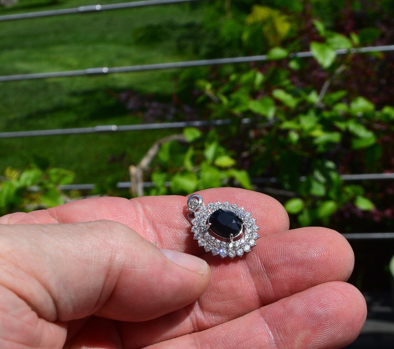 Pendant. Bluish Green Sapphire. 4.19 cwt. Natural Earth Mined .  September Birthday. See Video