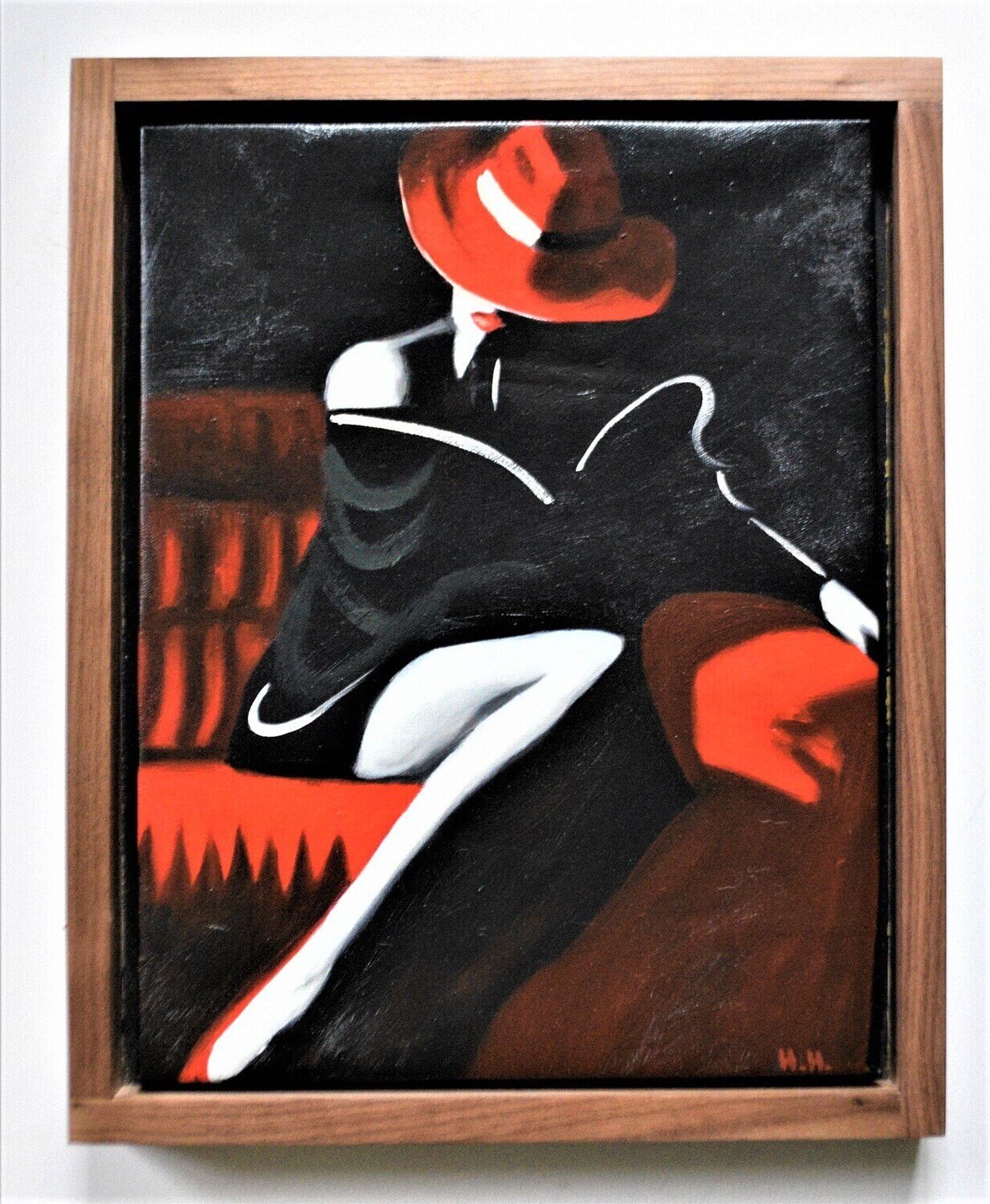 Oil on Canvas . Solid Walnut Floating Frame. 17&quot; x 21&quot; Framed Size. Signed . SEE NOTE.