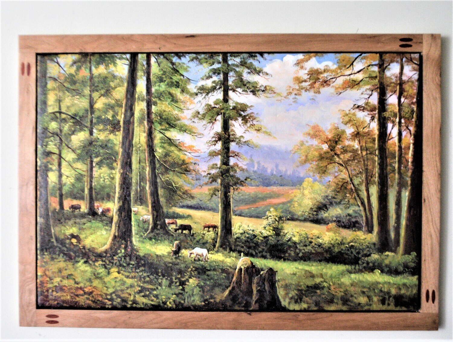Oil on Canvas. Solid Cherry Frame.  36&quot;x24&quot; image, 39&quot;x27&quot; Framed. Signed .