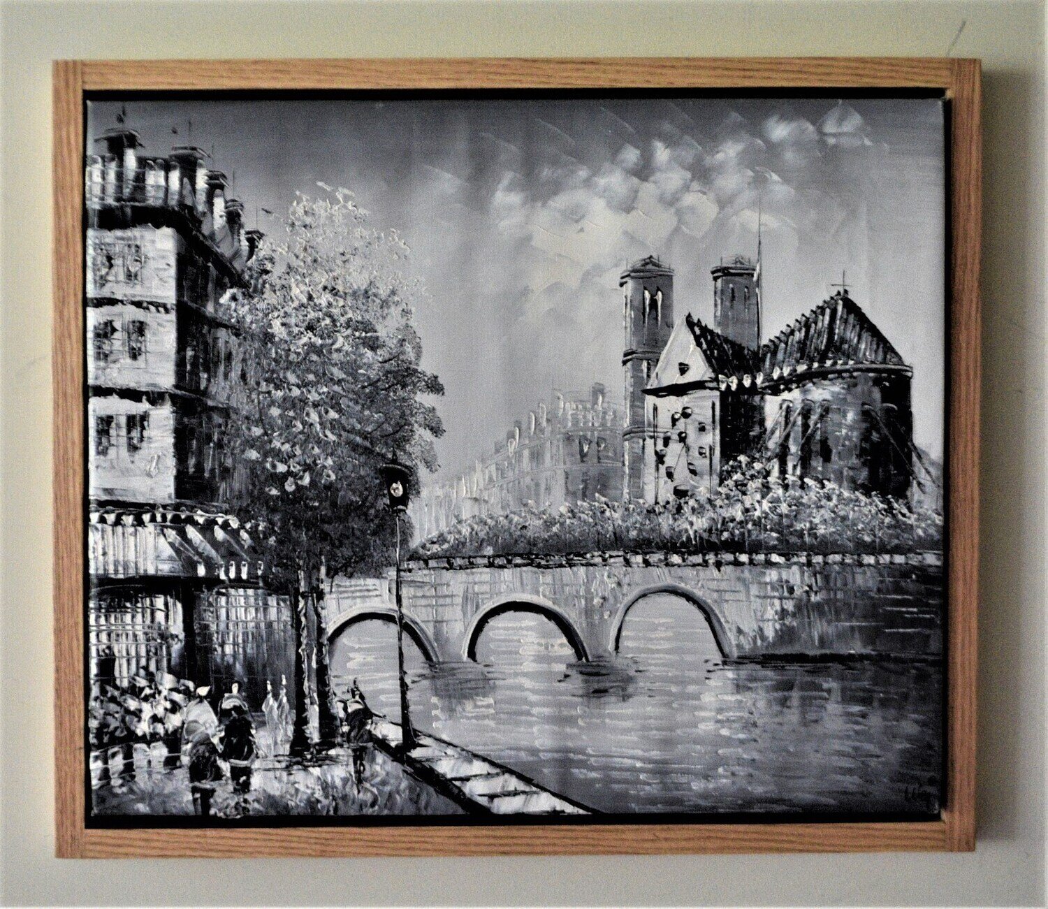 Oil on Canvas, Solid Oak Floating Frame. 21&quot; x24&quot; Framed Size. Signed.