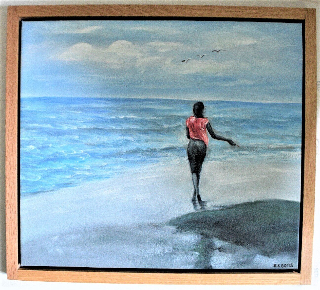 Oil on Canvas, Solid Oak Floating Frame. 25&quot; x 28&quot; Framed Size. Signed .