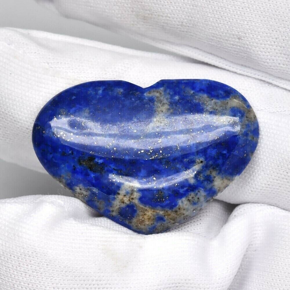 Lapis Lazuli Heart.  Approx. 37cwt.  Natural Earth Mined. 36x25x5.2mm. Unheated. See Video