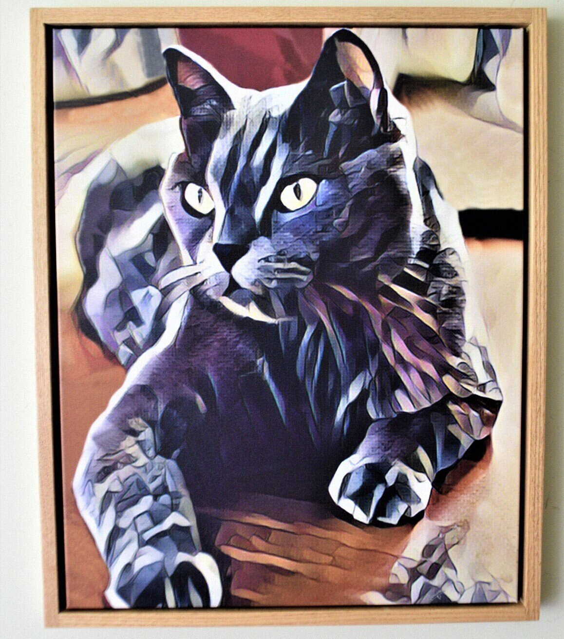 Black Cat. L.E of TWO Giclée on Canvas! Solid Oak Frame, Hand Made, 26&quot;x 32&quot; Framed Size. SEE NOTE.