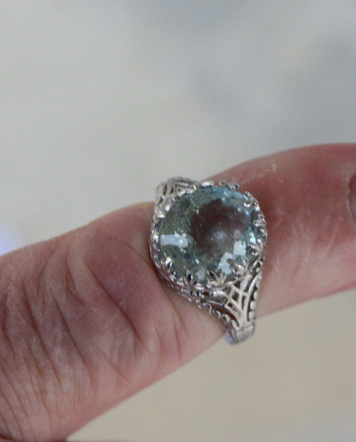 Ring Size 7. Aquamarine  Approx 6cwt cwt. Natural Earth Mined .  March Birthday