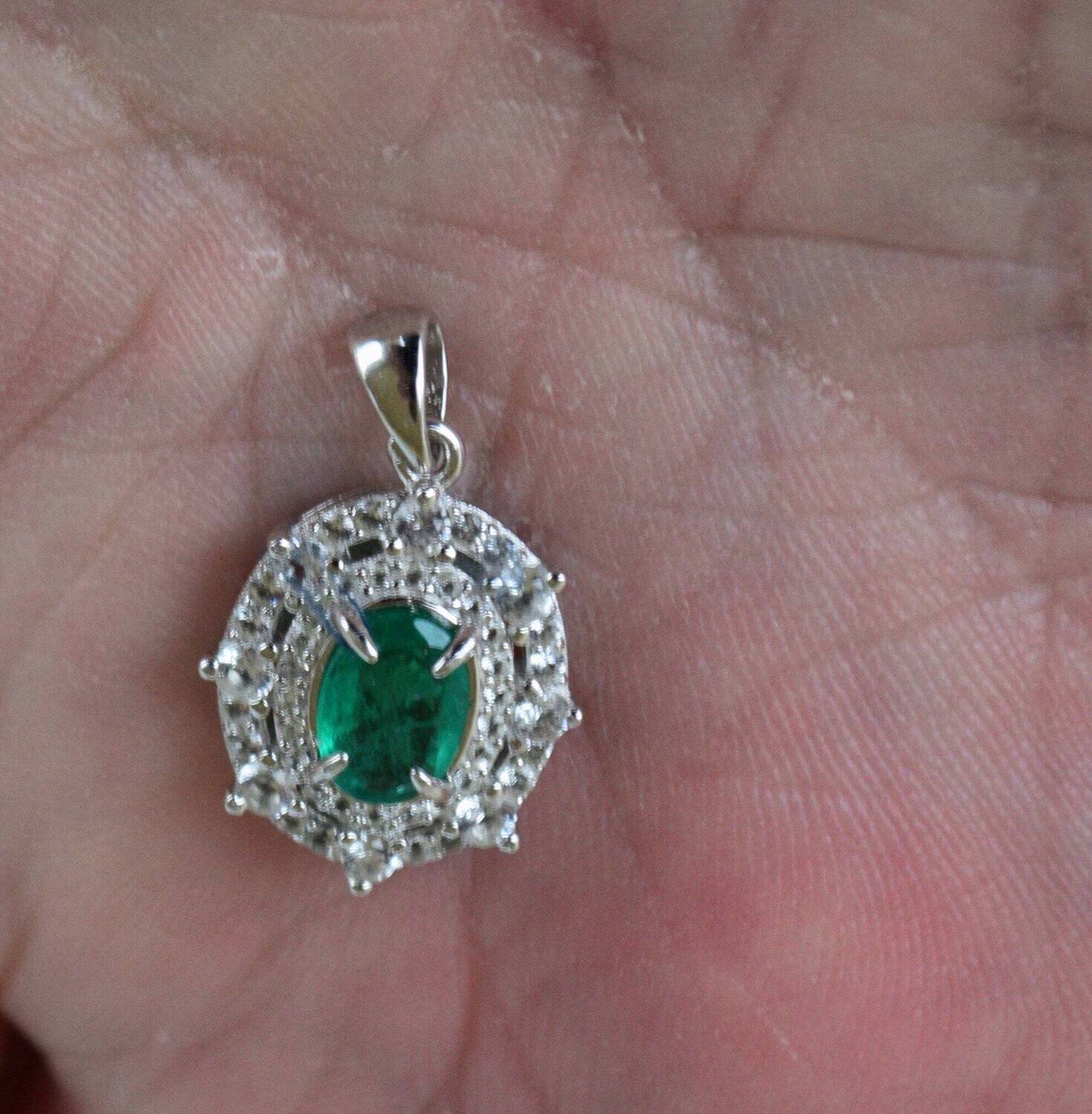 Emerald Pendant with  .7cwt Emerald. Earth Mined. Why Settle for Imitations? May Birthday