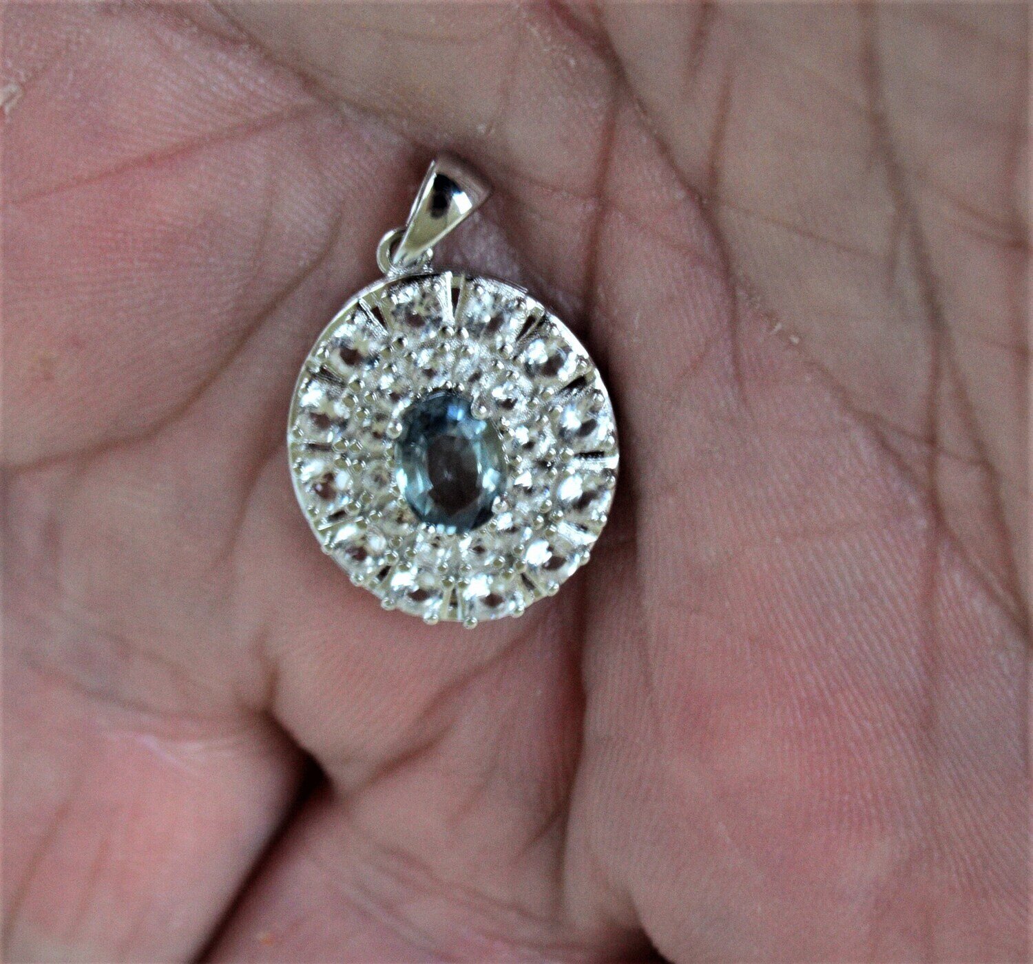 Sapphire Pendant. 1cwt. Natural Earth Mined Unheated Greenish Blue Sapphire. September Birthstone. See Video