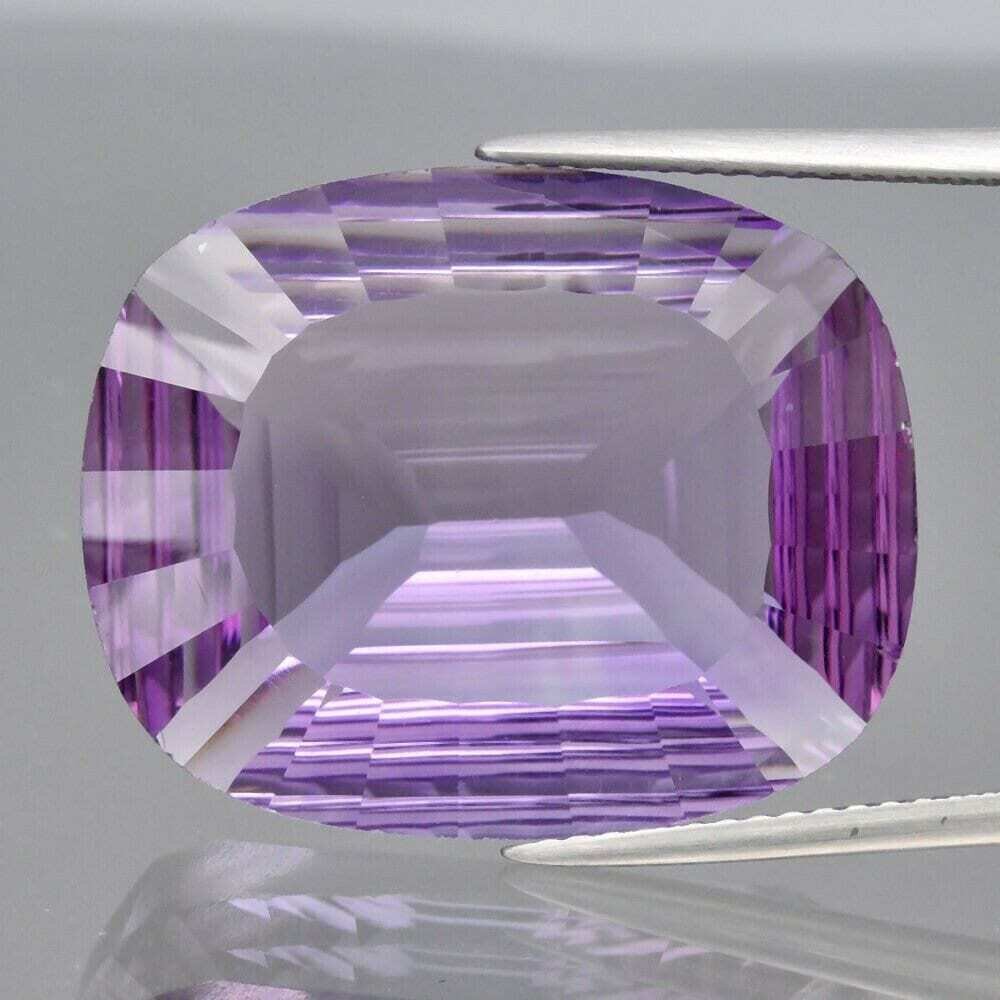 Amethyst,  21.55cwt. Unique Cut. Earth Mined. 21.8x17.6x9mm. Unheated. Video.