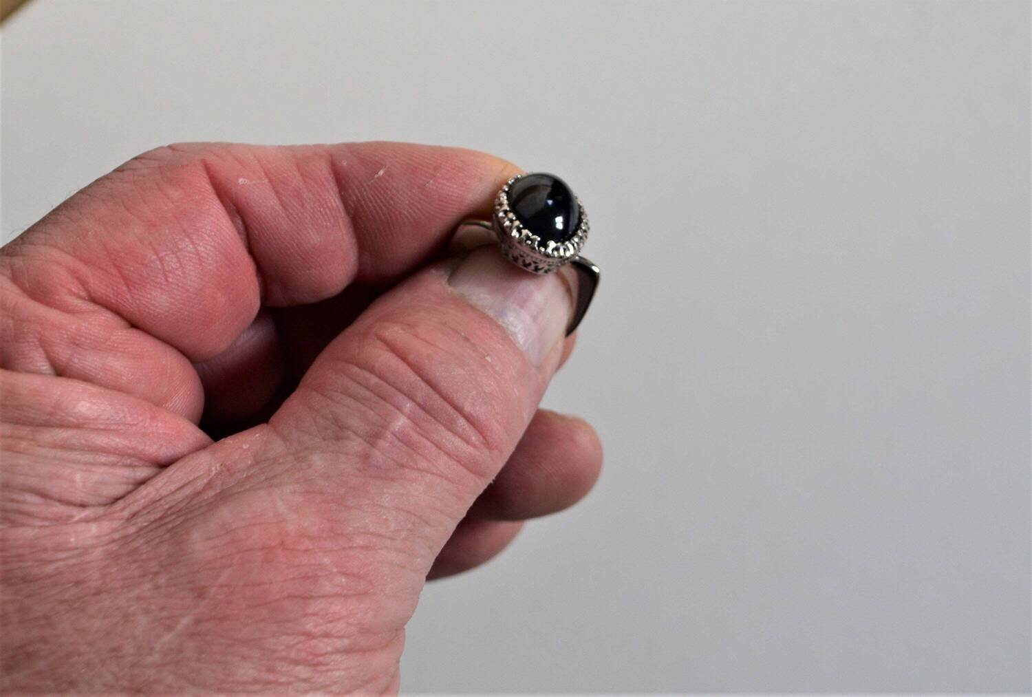 Blue Cabochon Sapphire Ring Size 7. Appraised by  Independent  Master Valuer, $715. Sept. Birthday