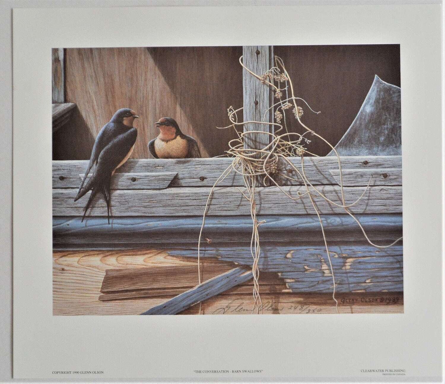 1990 Limited Edition , 248 of 350 Printed. Signed Glenn Olson. 16&quot; x 13.75&quot; The Conversation.