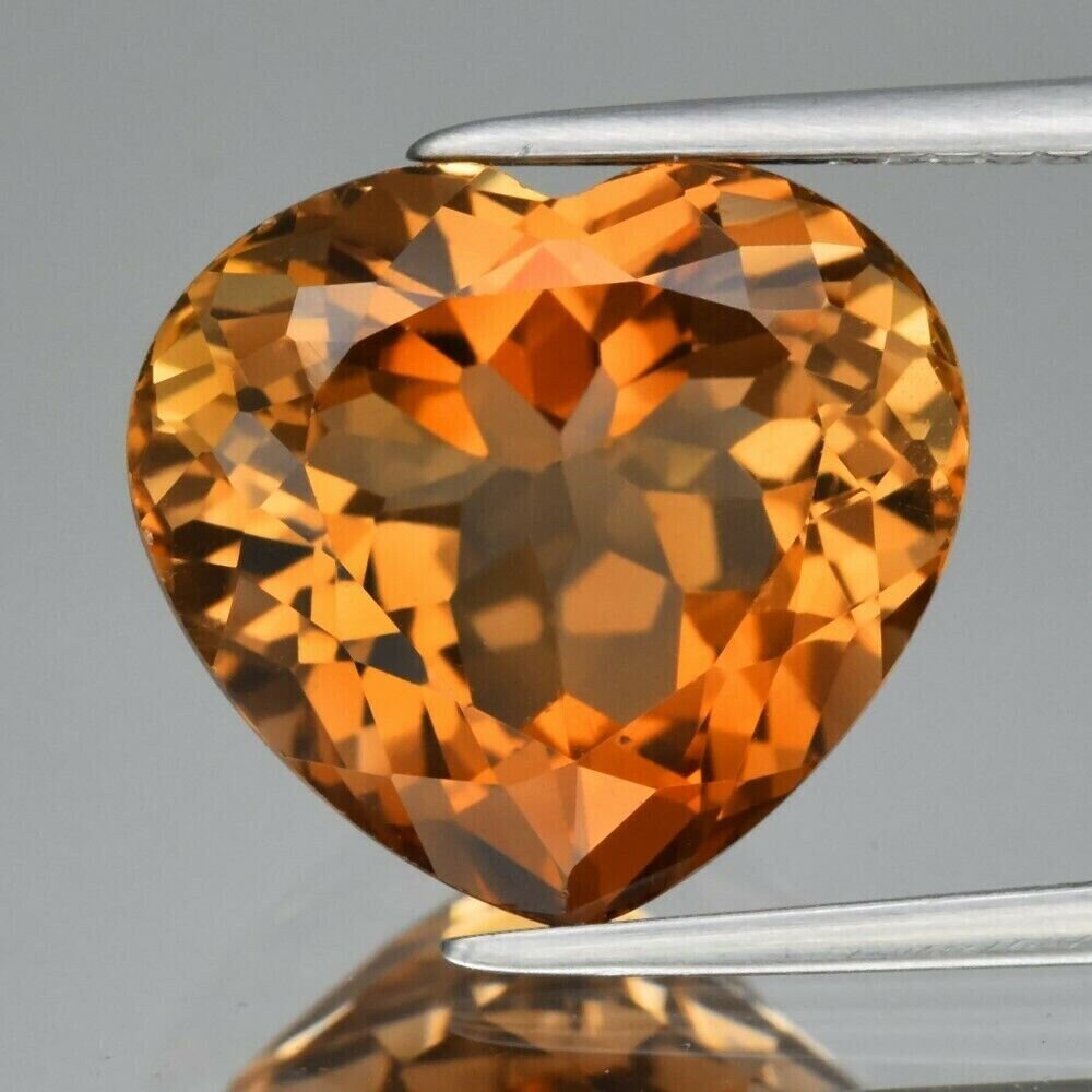 8.37 cwt. Orange Topaz Heart . Earth Mined .  November Birthday. See Video