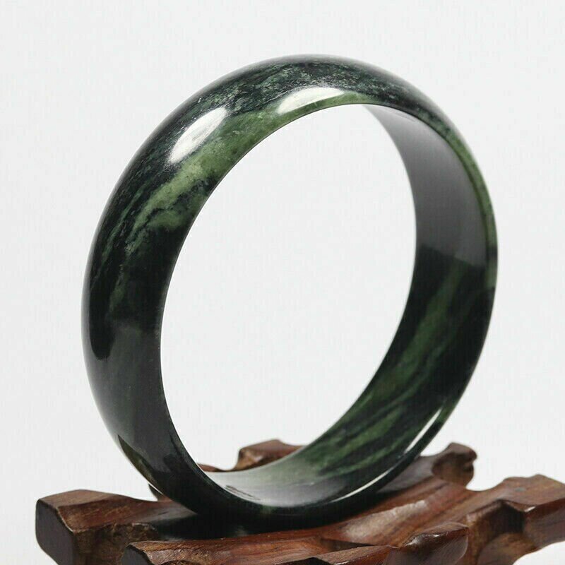 Hand Carved Serpentine Bangle, 62mm Diameter, 18mm wide, 5mm thick.