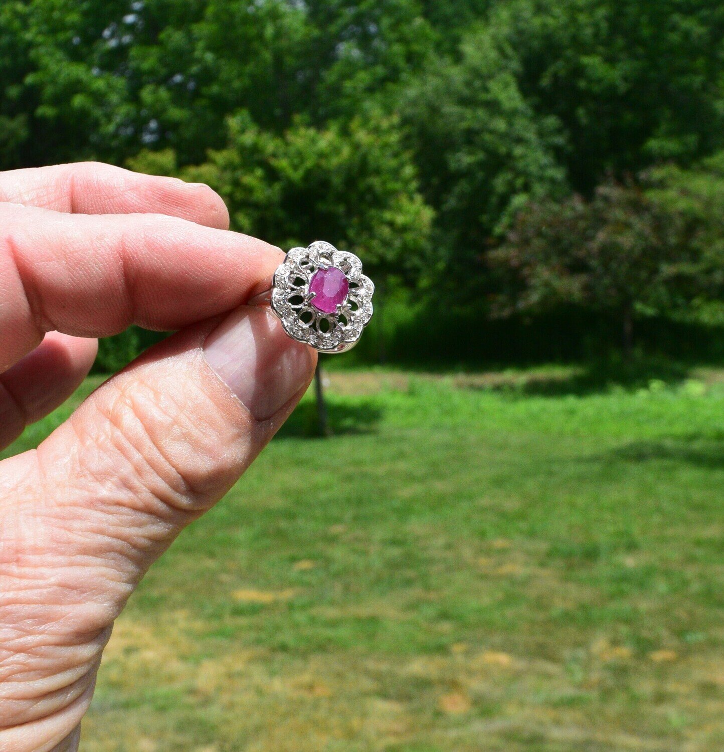 Ruby Ring Size 7. A. 2.3 cwt. Earth Mined Ruby .   July Birthday. 7.6x6x4.9 mm. See Video.
