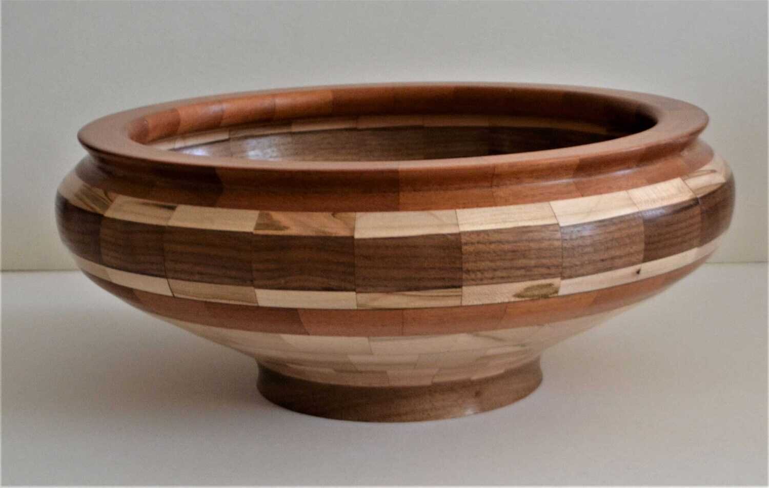 My Art. Oversize Hand Made Segmented Bowl, Approx. 16&quot; Dia. Various Woods.