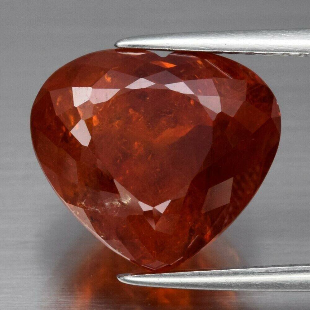 Heart Shaped Garnet. 12.29 cwt Untreated  Orange /Red Spessartite January Birthday. See Video