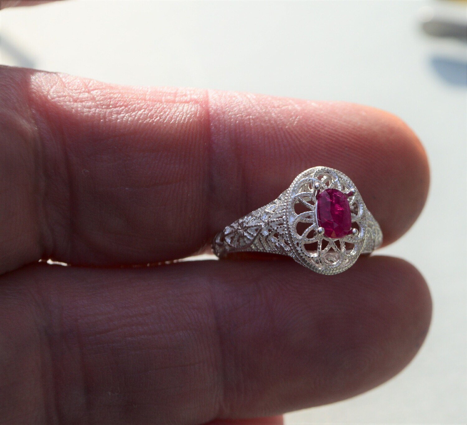 Size 8 Ring. Ruby Ring. A .85 cwt, Earth Mined Ruby. July Birthday. See Video