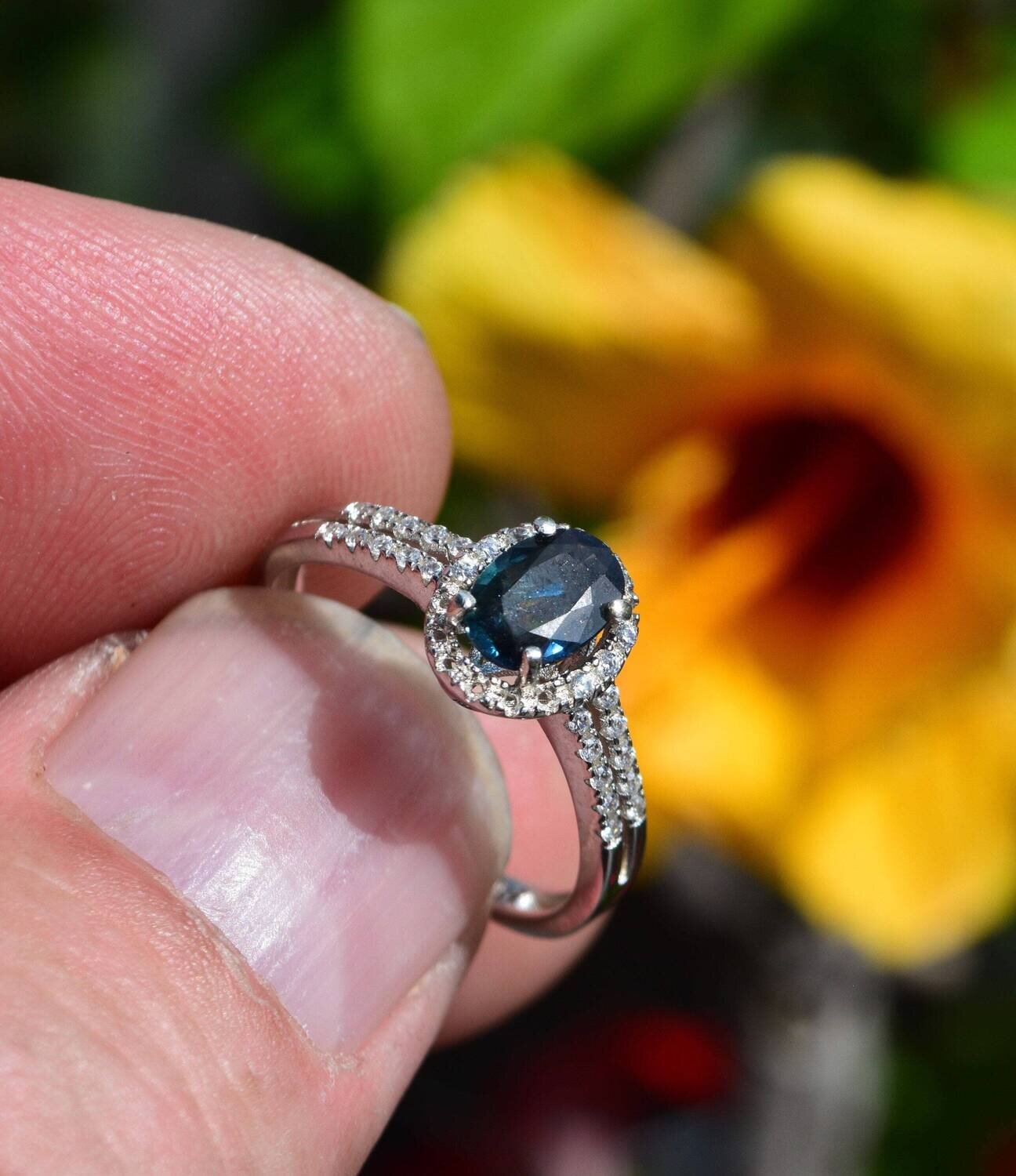 Size 8 Ring. Blue Sapphire. .85cwt. Natural Earth Mined .  September Birthday. See Video