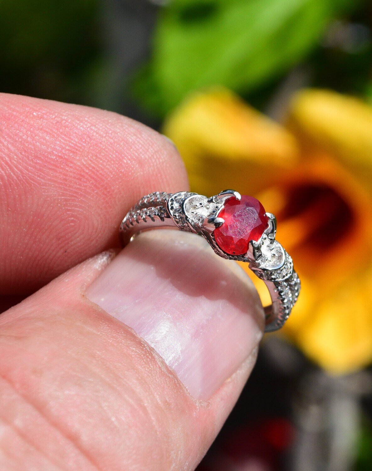 Size 7 Ring. Reddish Orange Sapphire.  1 cwt. Natural Earth Mined .  September Birthday. See Video