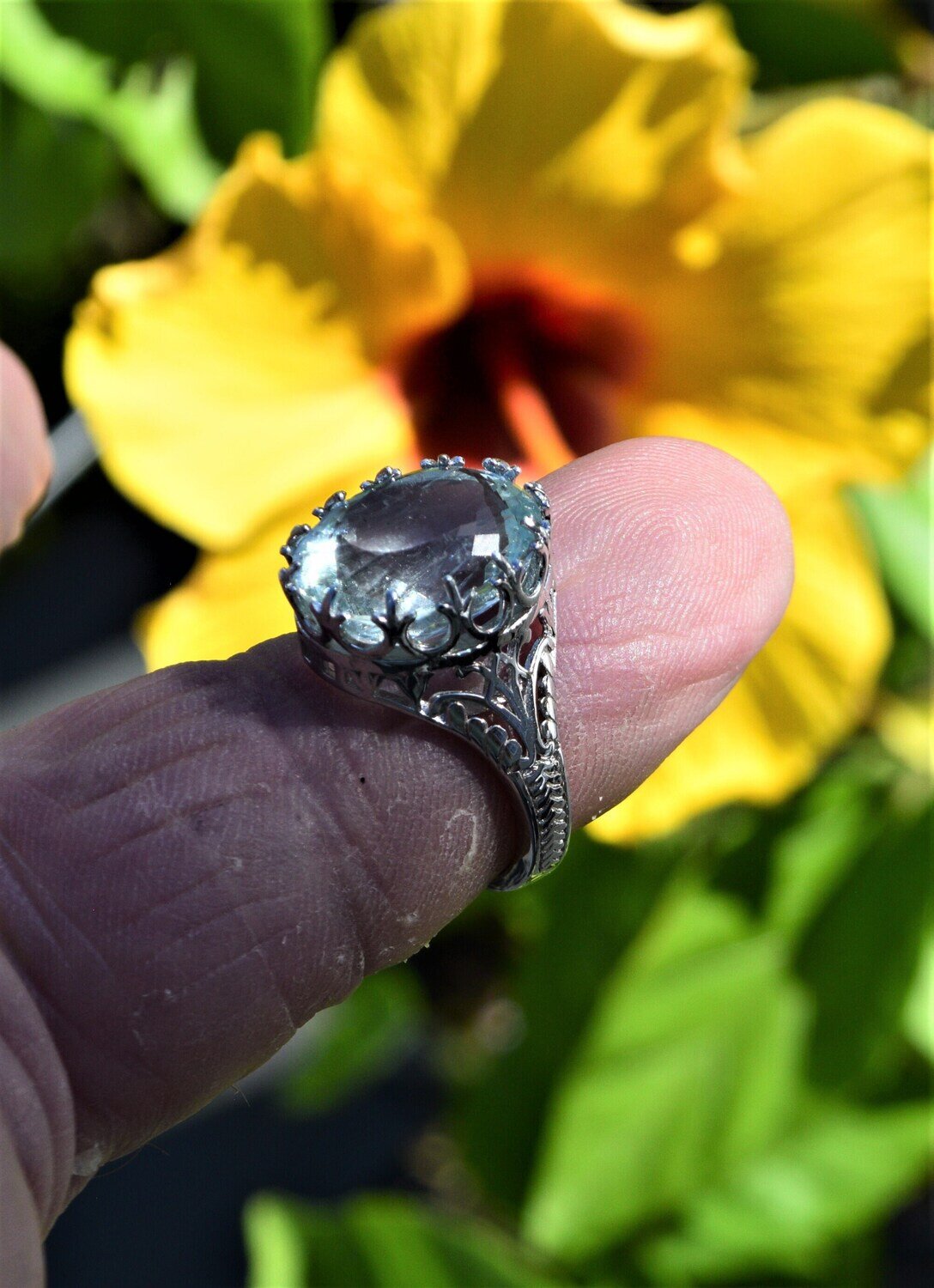 Size 7 Ring. Aquamarine. 11.2 carats . 15.5x12.2 mm. Untreated. March Birthstone. Why Settle for Imitations? See Video