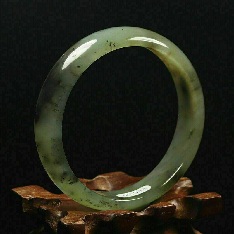 Hand Carved Serpentine Bangle, 60mm Diameter, 16mm wide, 7mm thick.