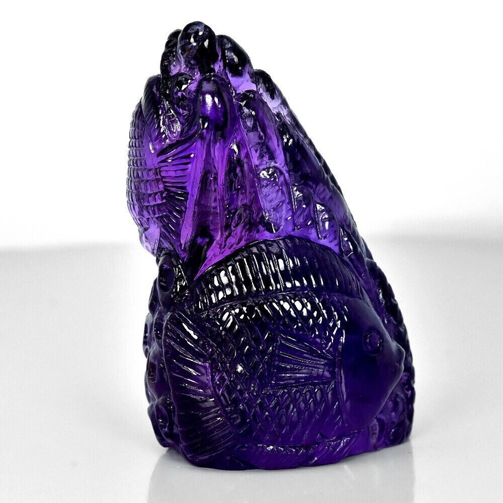 Hand Carved Amethyst Carving. &quot;Sea Life&quot; 103 cwt.  Earth Mined, No Treatments. Unique. See Video.