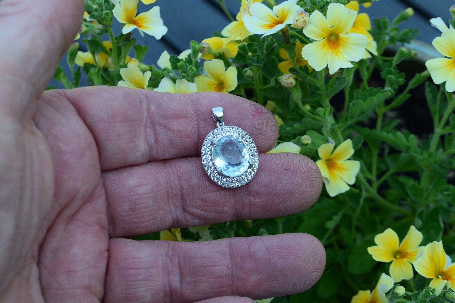 Aquamarine Pendant 6.7 cwt. Natural Earth Mined . 13.5x11.3x6.9mm March Birthstone . See Video