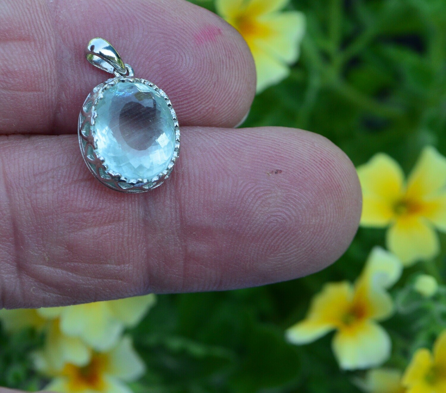Aquamarine Pendant 7.5 cwt. Natural Earth Mined . Unheated, Untreated.  Approx. 15x13mm .March Birthstone .