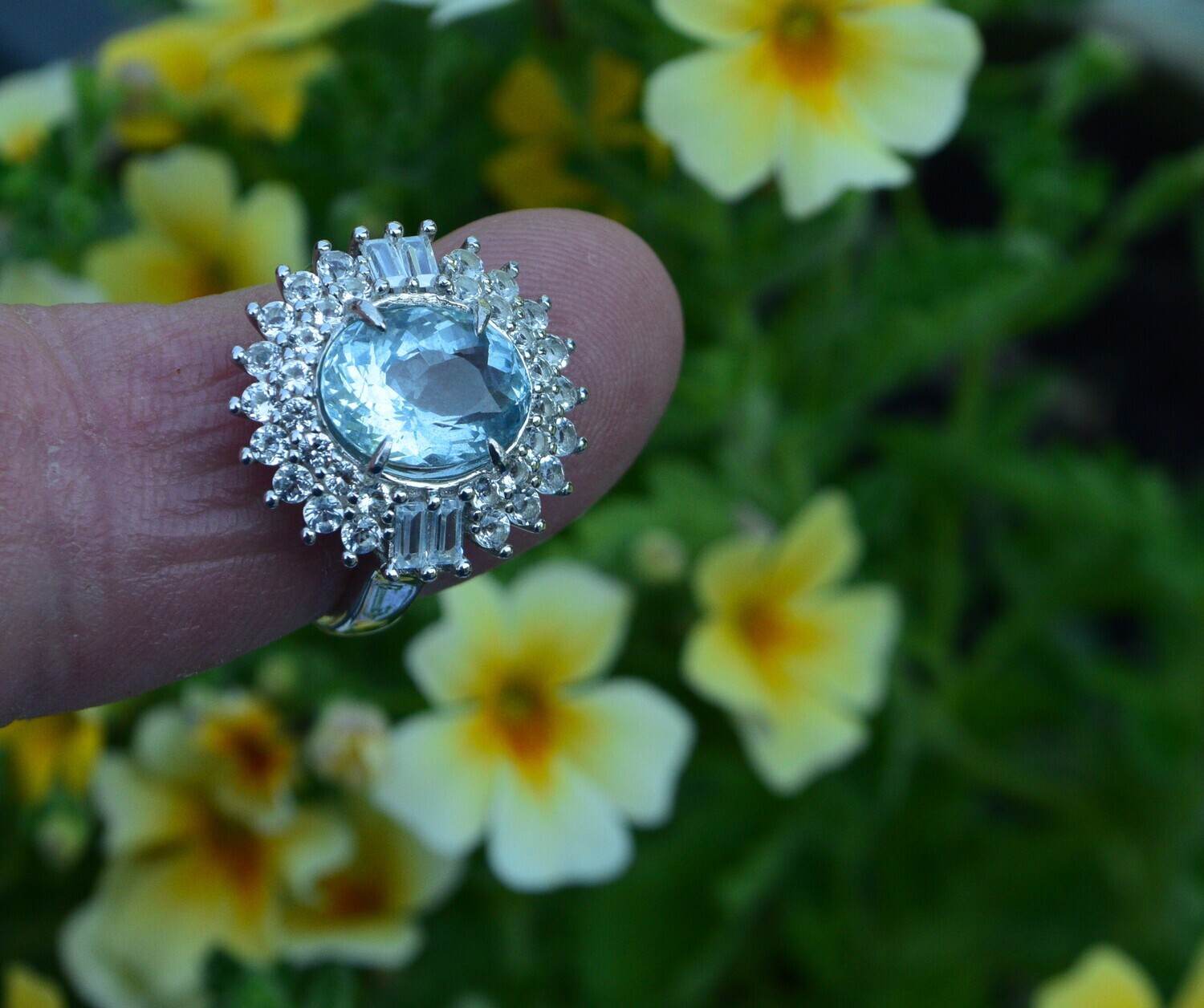 Size 7 Ring .Aquamarine , 3.5 cwt. Approx. 12x9mm. Untreated, Unheated. Natural Earth Mined . March Birthday