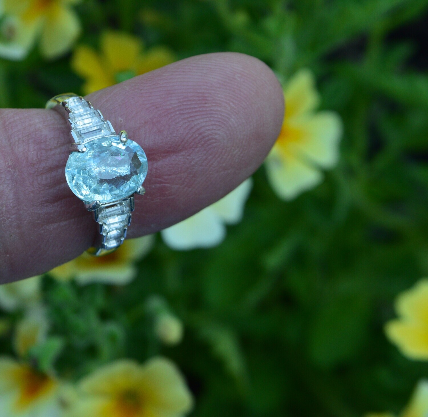 Size 7 Ring. Aquamarine  Approx. 10x8mm. Natural Earth Mined .  March Birthstone.