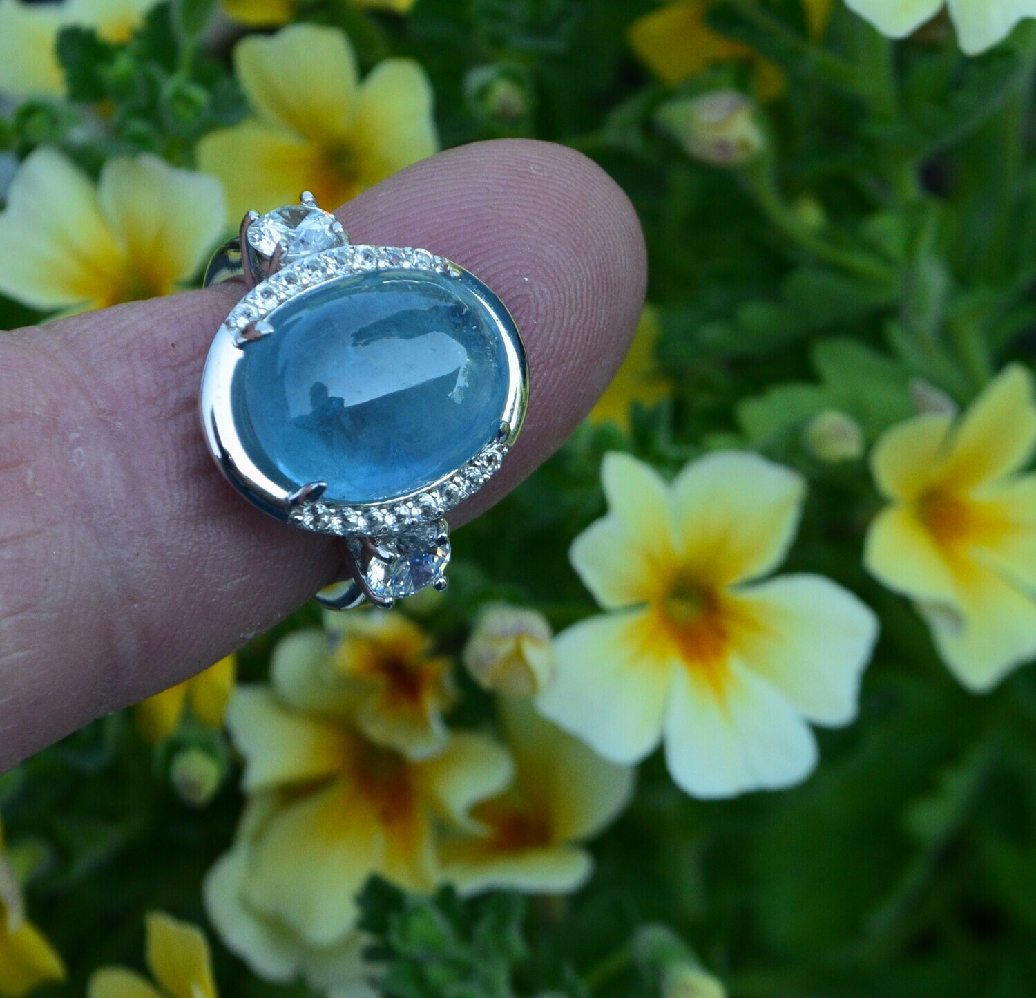 Size 7 Ring. Aquamarine 9.6 cwt. Natural Earth Mined .  March Birthstone. See Video.