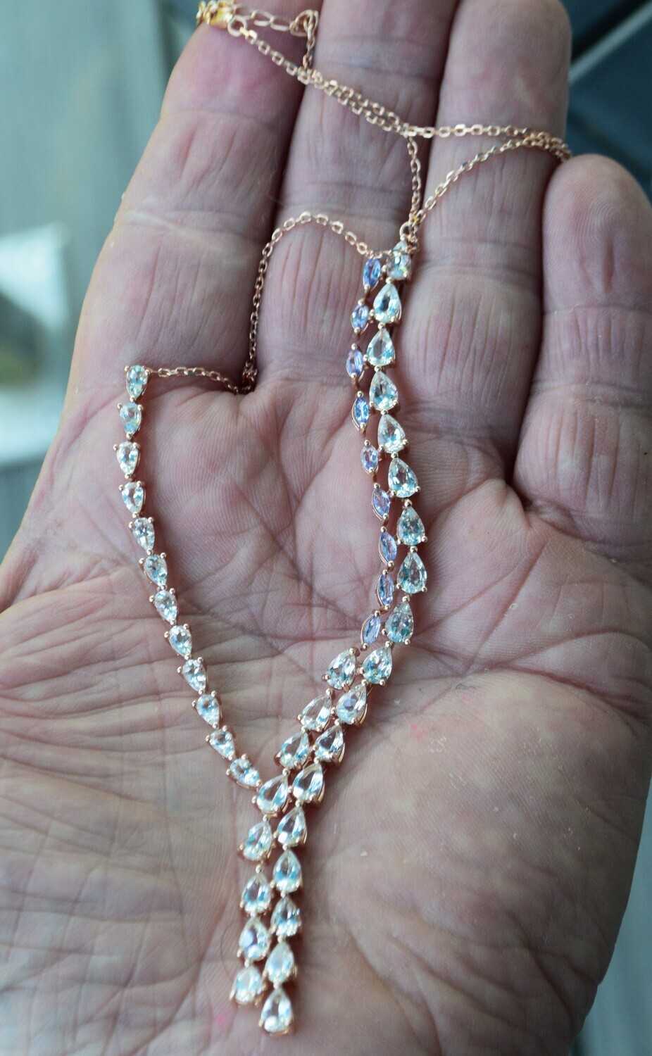 Aquamarine Necklace with Tanzanite Accents, Natural Earth Mined . March Birthday