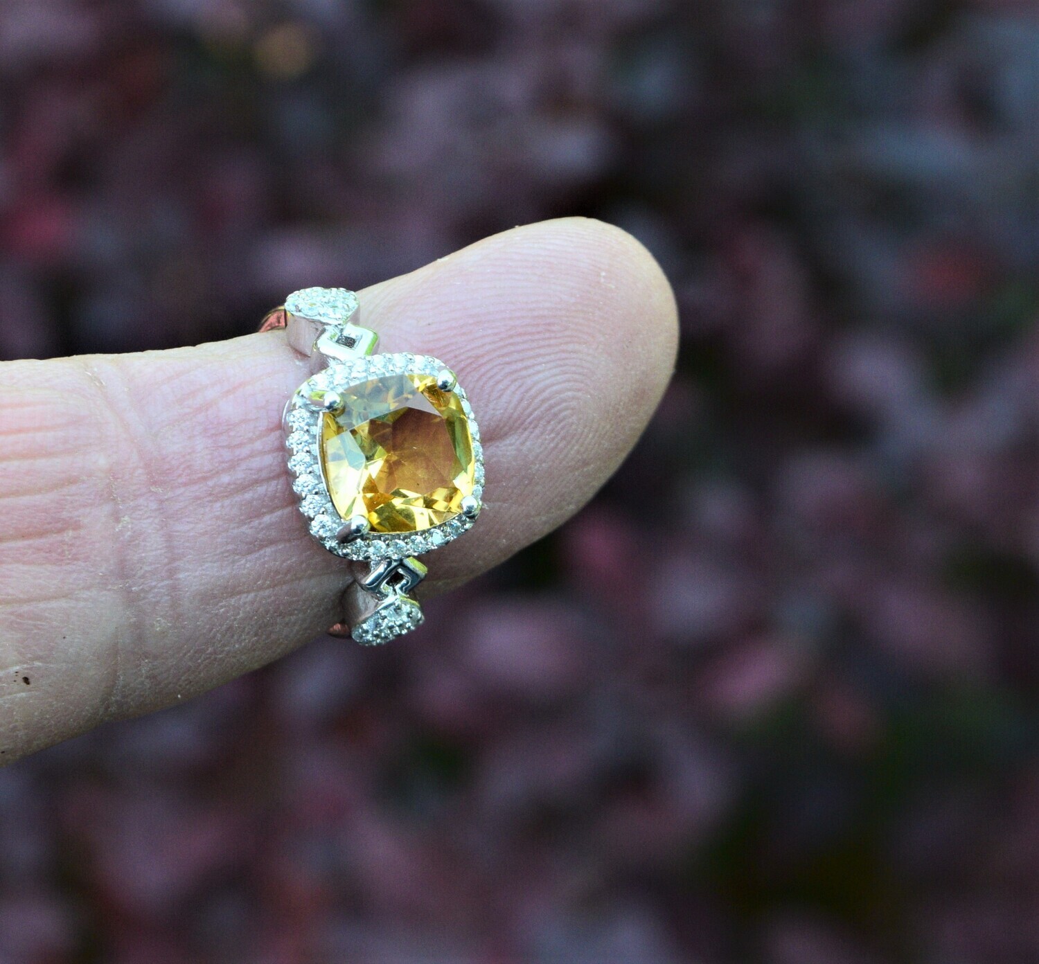 Size 7 Ring. Citrine Ring, Stone approx. 9x9mm. Natural Earth Mined .  November Birthstone.