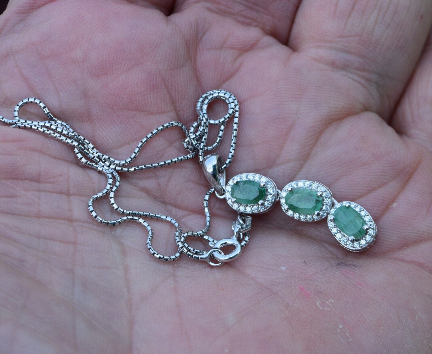 Emerald Pendant with Three 6x4mm Emeralds. Earth Mined. Why Settle for Imitations? May Birthday