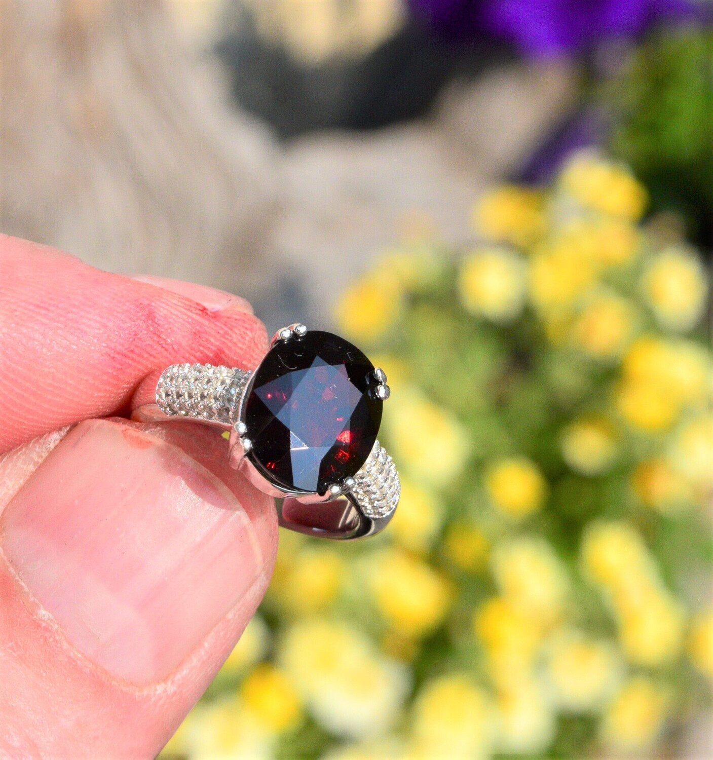 Size 7 Ring. Garnet Ring . Spessartite Garnet.  6.8cwt. Natural Earth Mined .12.2x10x6.1mm. January Birthday. See Video