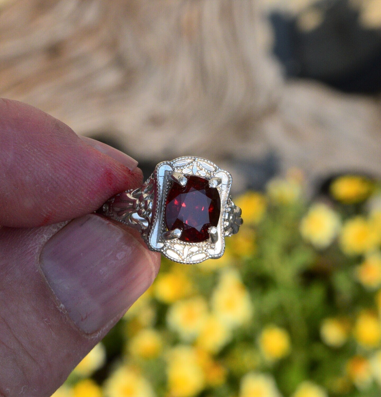 Size 10 Ring. Garnet Ring . Spessartite Garnet.  5.65cwt. Natural Earth Mined 10.4x8.7x6.6mm. January Birthday See Video
