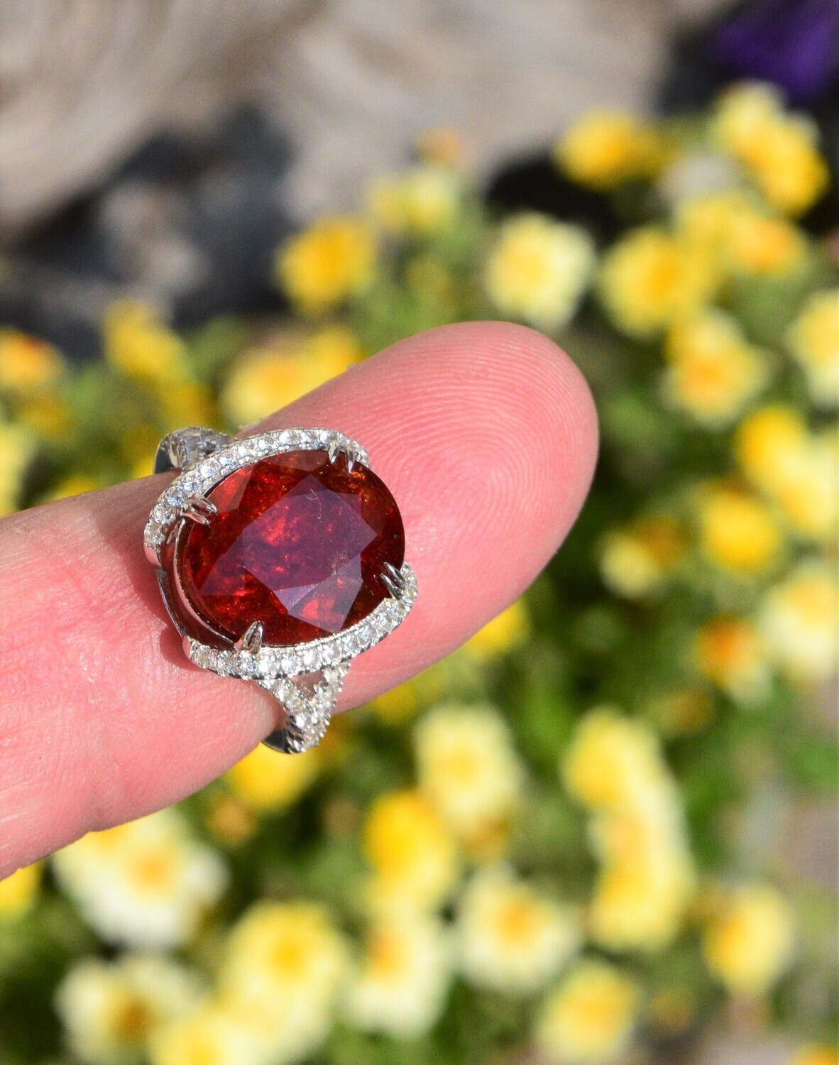 Size 7 Ring. Garnet Ring . Spessartite Garnet.  9.9cwt. Natural Earth Mined 14x11.7mm. January Birthday. See Video