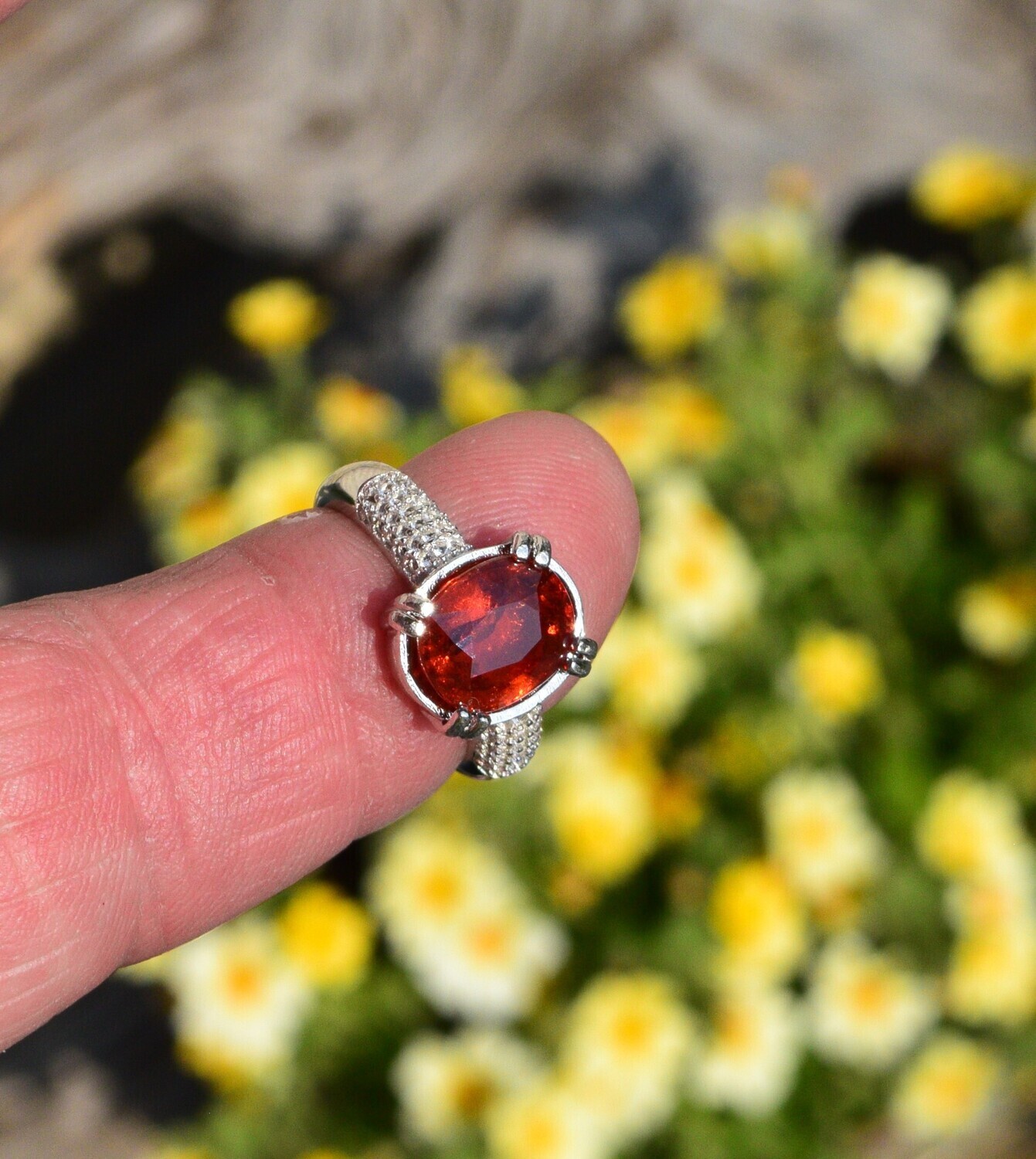 Size 6 Ring. Garnet Ring . Spessartite Garnet.  4.6cwt. Natural Earth Mined 10x8.2x5.3mm. January Birthday